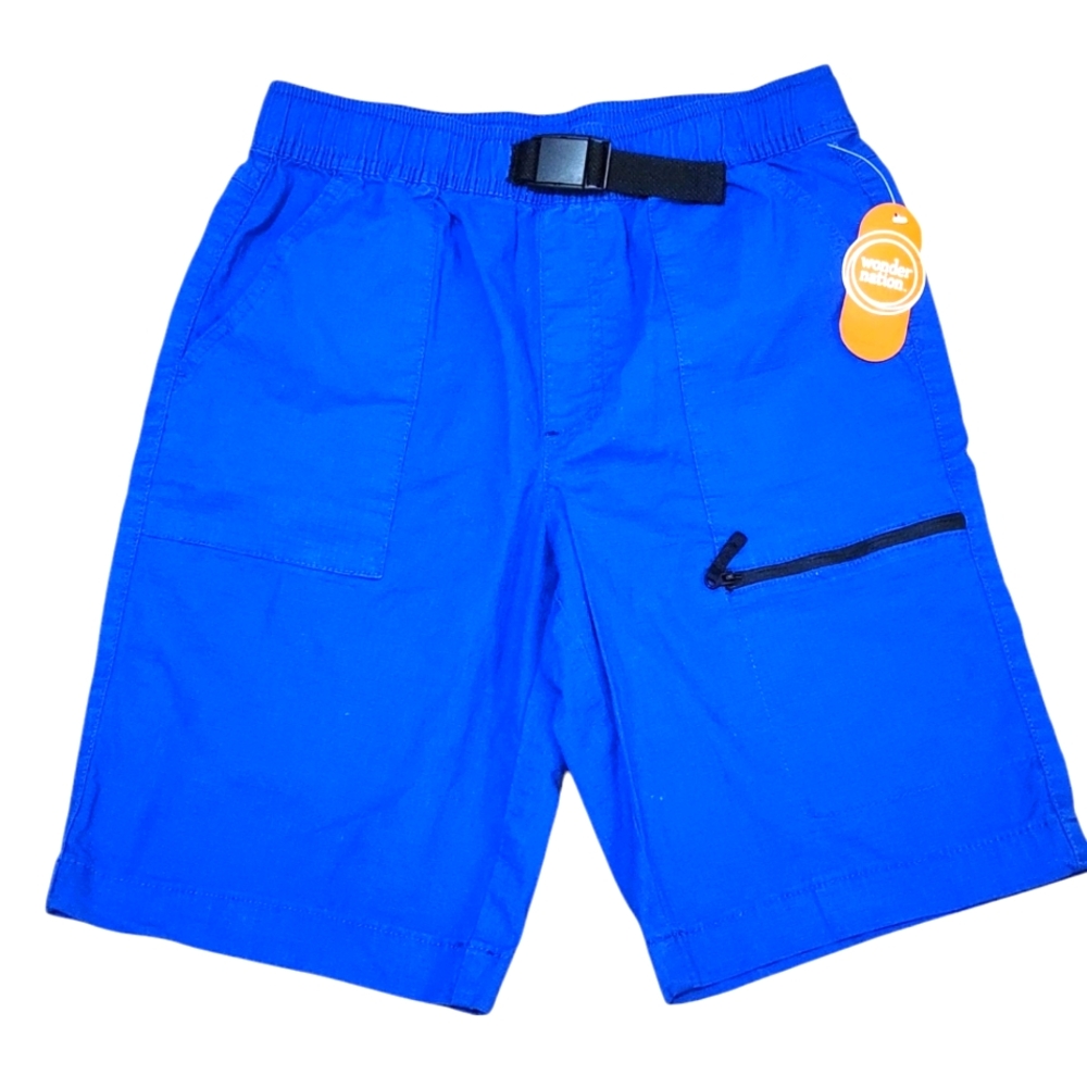 Wonder Nation Boy's 18(xxl) Blue Elastic Waistband Pull-on Shorts with Belt